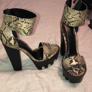 Snake Skin Chunky Platform Heel - Worn Once